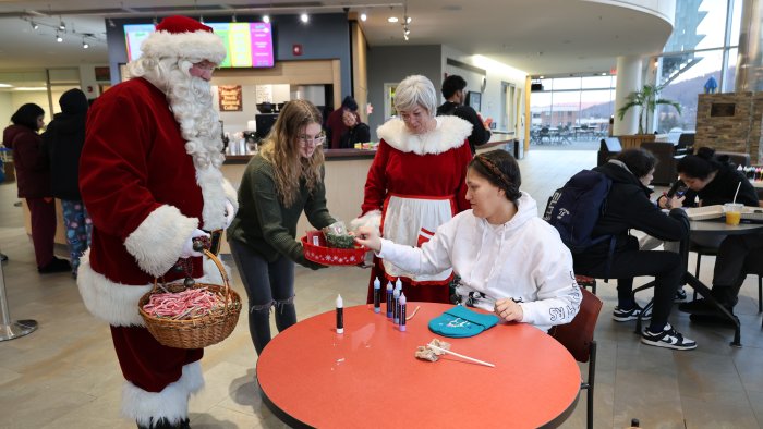 Students received special gifts from Bandwagon and Santa Claus