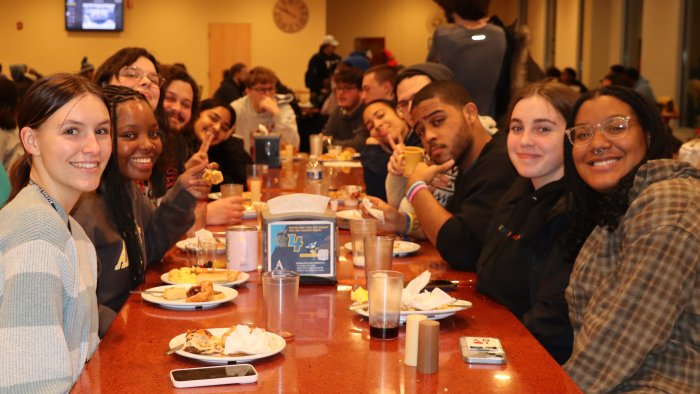 Students enjoy a special late night meal.