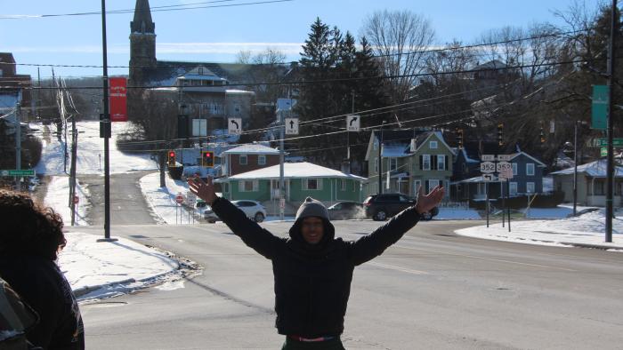 Students enjoy the scenery in Corning, NY.