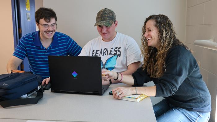 Student receives help from advisors