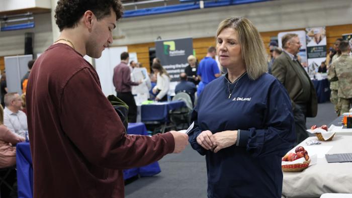Student interacts with a potential employer