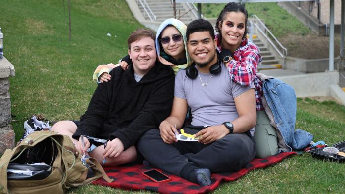 Students enjoying nice weather