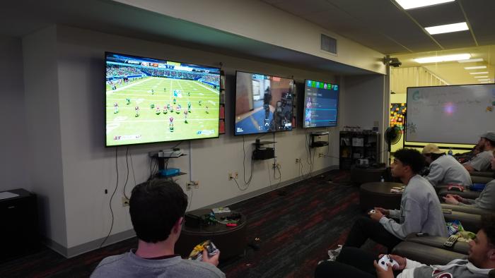 Students playing video games