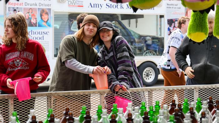 Students enjoy a game of ring toss