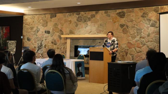 Student reads a poem