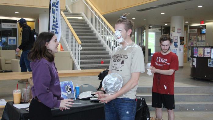 Fencing student gets pied in the face