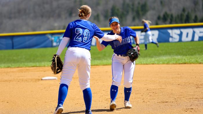 Players celebrate a big inning