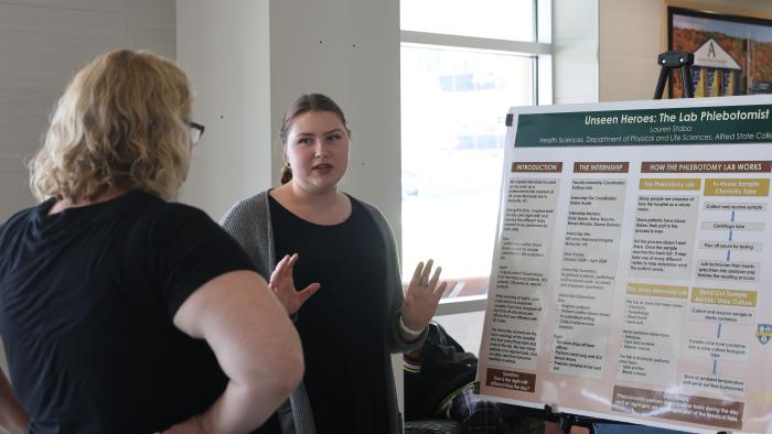 Female student gives presentation