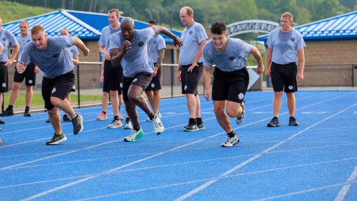 Police Academy cadets running sprints