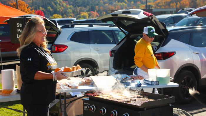 Family tailgates at Homecoming game