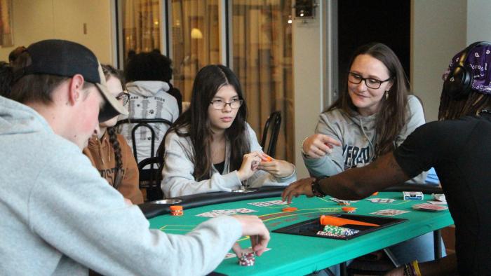 Students play blackjack at Casino Night
