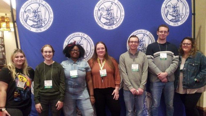 A group of seven forensic science students