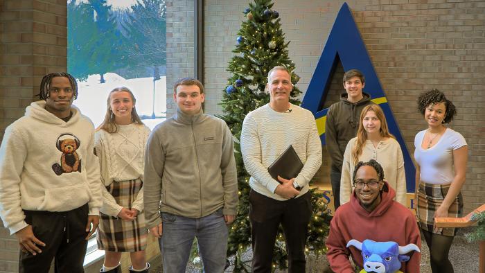 President Mauro with Alfred State Students