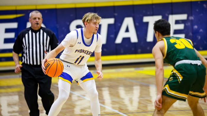 Michael Miller stares down a Clarkson defender