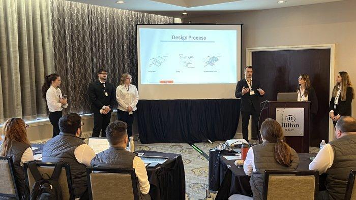 The Alfred State Design-Build team presenting in a competition.