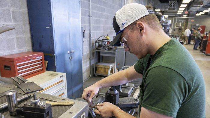An Alfred State student works in a lab on the School of Applied Technology campus.