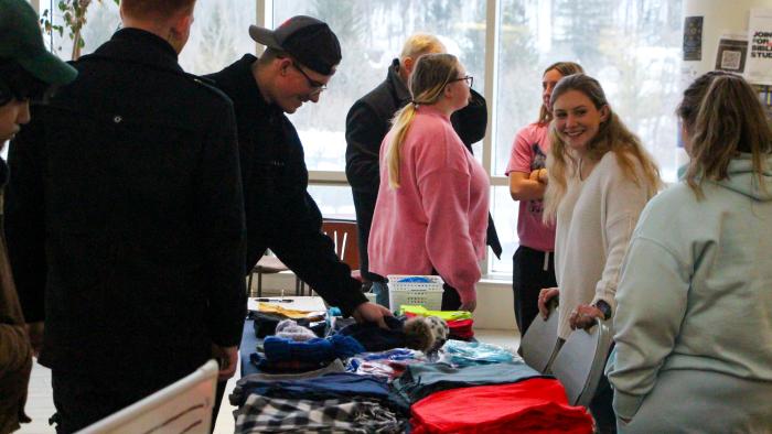 Students pickup some winter essentials