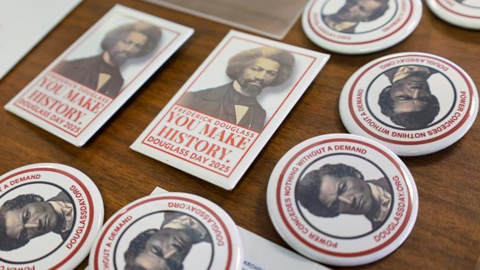 Pins to commemorated Frederick Douglass Day