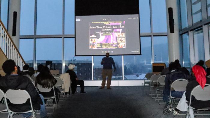 Dr. Salzman speaks to students