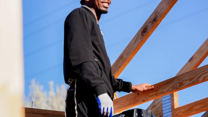 Alfred State student at construction site