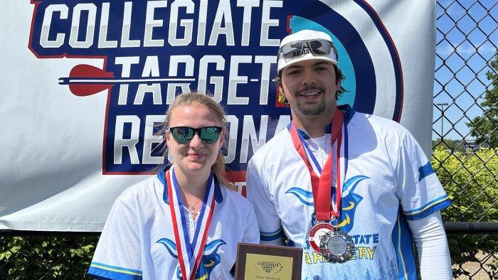 Members of Alfred State Archery team, Brianna Fagan and Brandon Stanton