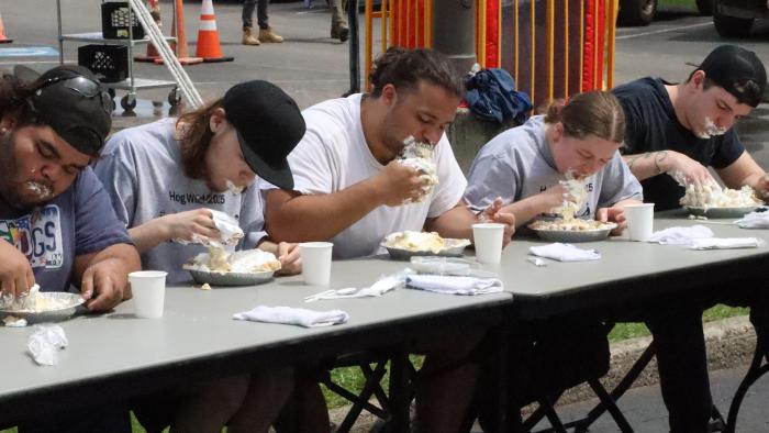 Students compete in pie eating contest 