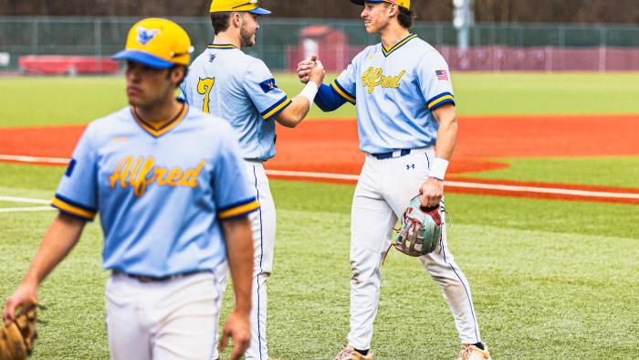 Alfred State baseball celebrates a win
