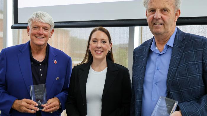 Alfred State Almuni, James Smith, ’77, Christine Reynolds, ’07 and ’15, and Gary Hill, ’77