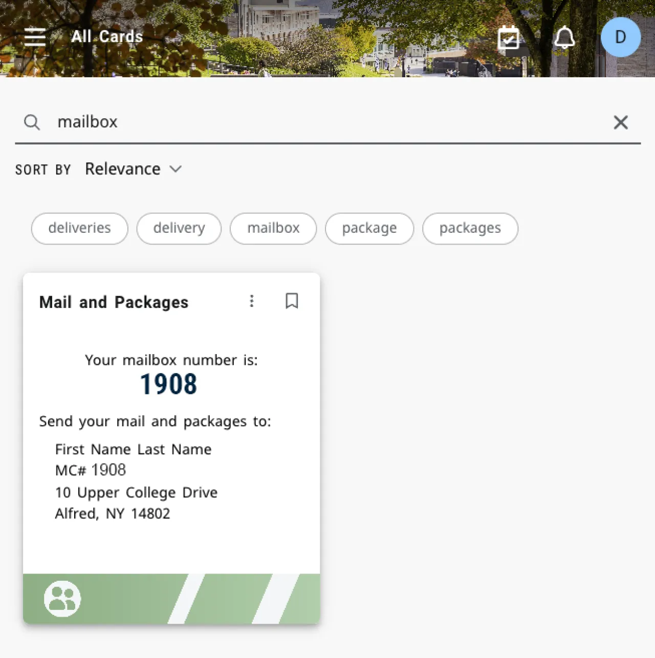 Screenshot of MC# on my.alfredstate.edu