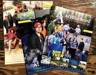 three issues of Alumni & Friends Magazine