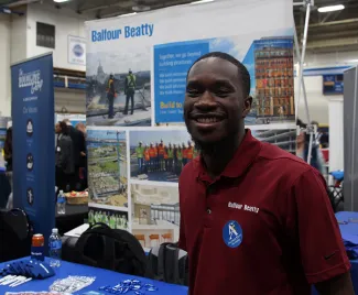 Eric Spence represents Balfour Beatty at a recent career fair at Alfred State