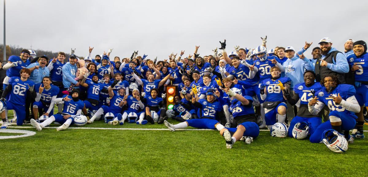 Football team with a trophy
