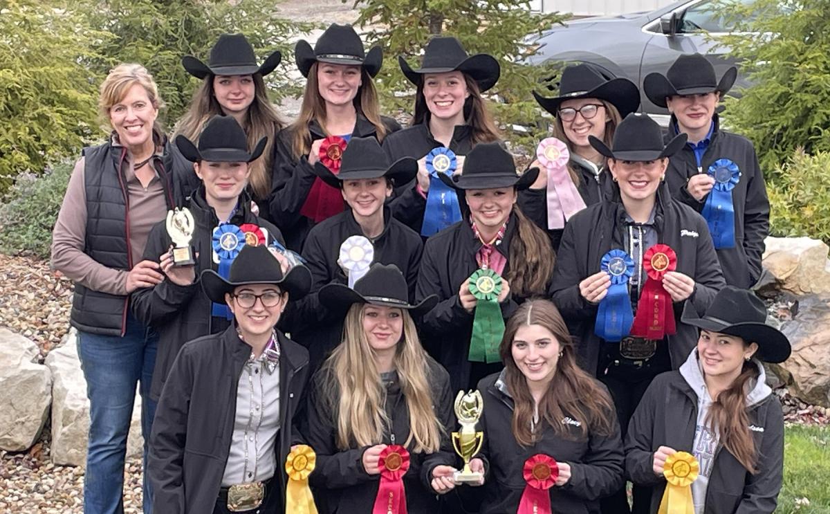 Western equestrian team displays their awards