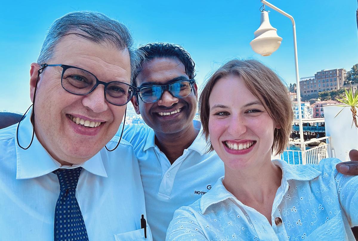 Student intern with her fellow employees