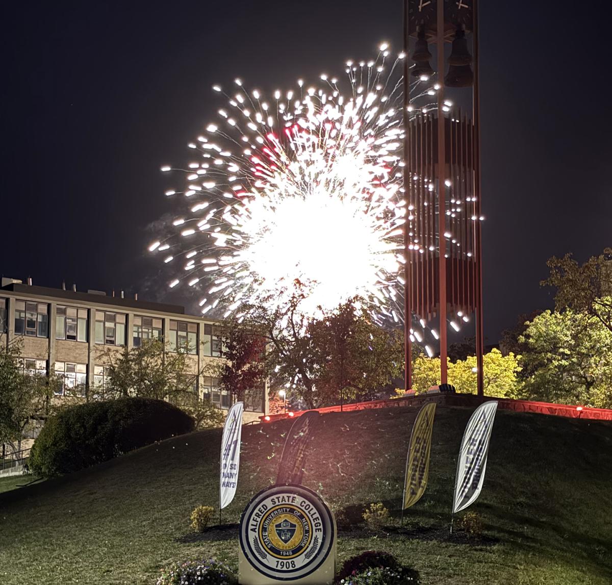 Firework display on campus