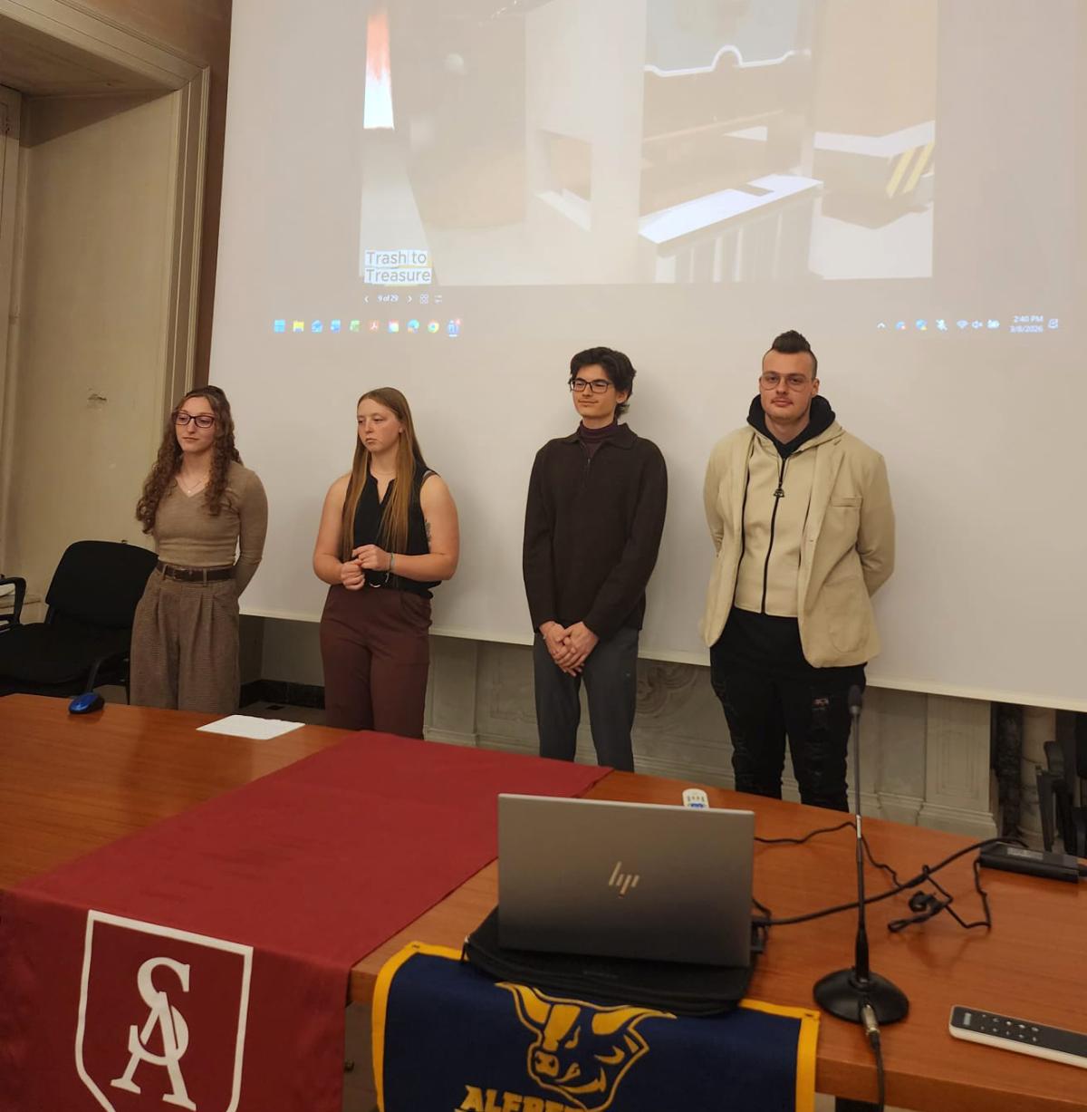 students present their project in a class taking place in Sorrento, Italy
