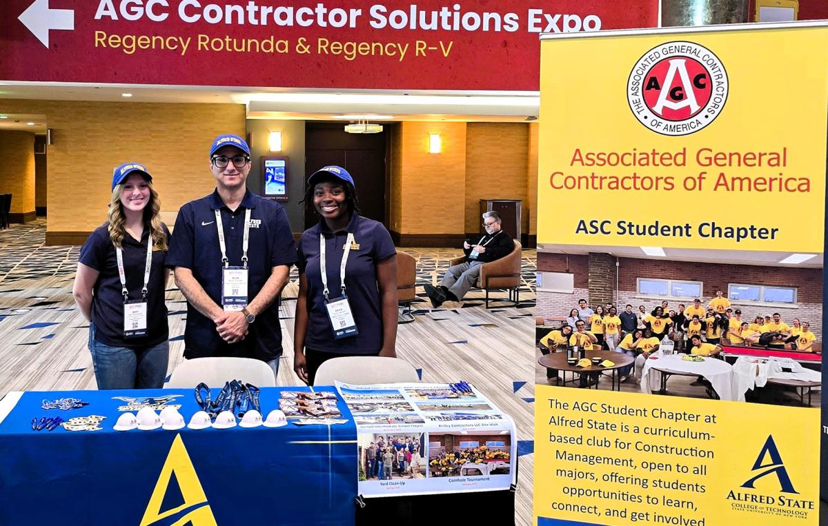 Students and their professor at a convention