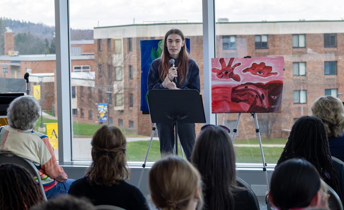 Student recites poetry