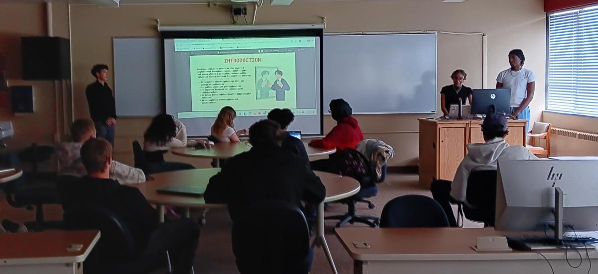 students present in a classroom