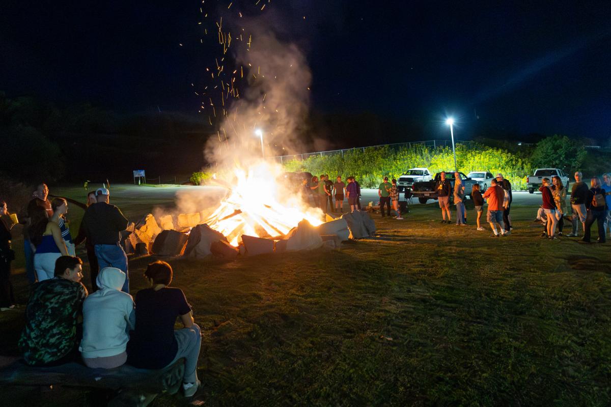Bonfire during Homecoming 