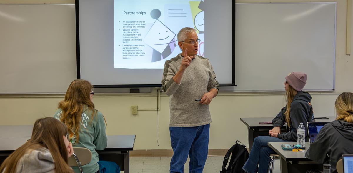 Dr. Schroeder teaches a class