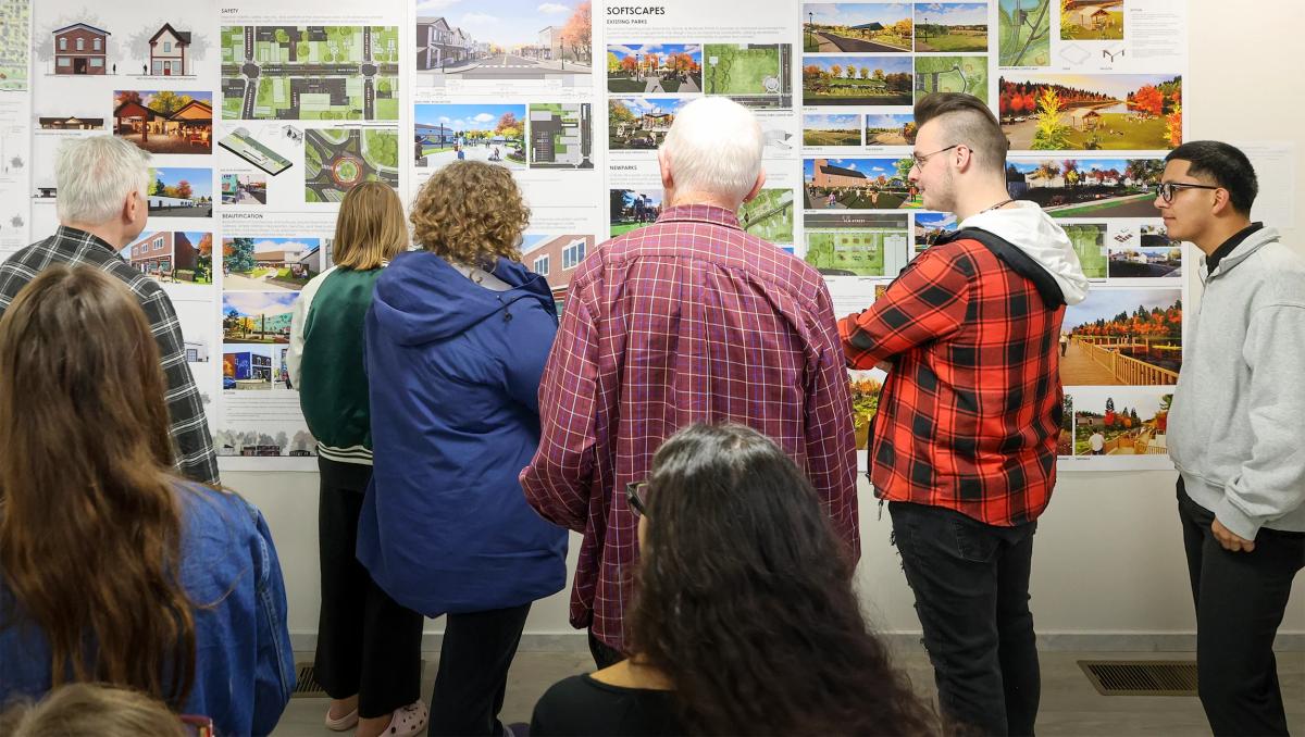 Andover residents look over redevelopment concepts proposed by architecture students