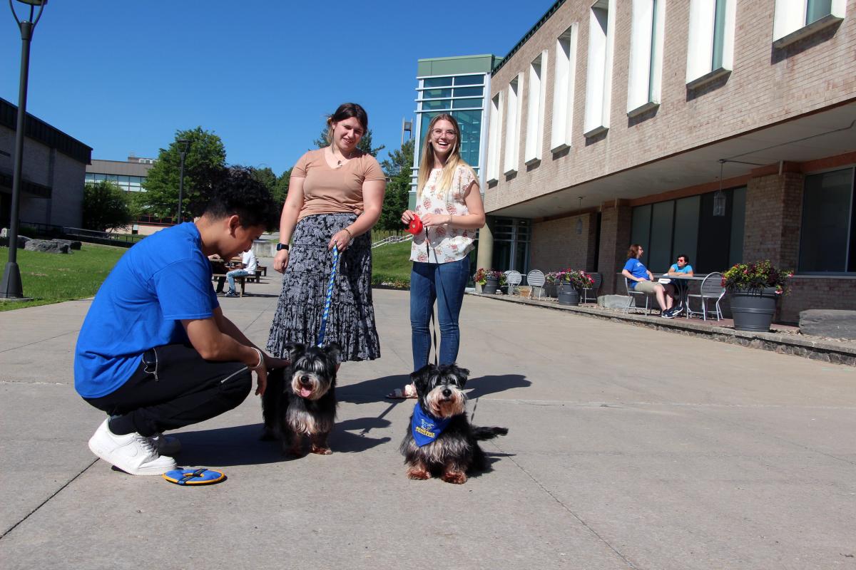 students with dogs