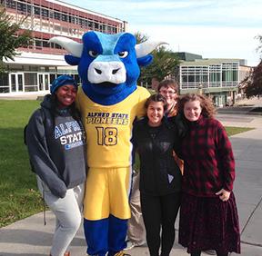 Alfred State Students and Big Blue The Ox_0