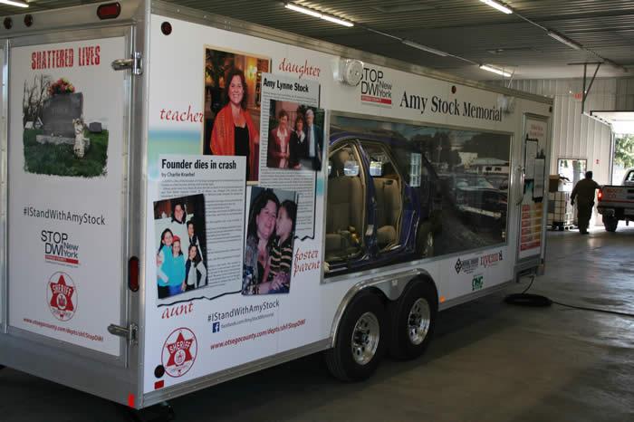 The Amy Stock Memorial Trailer will be on display at the Alfred State campus this week. 