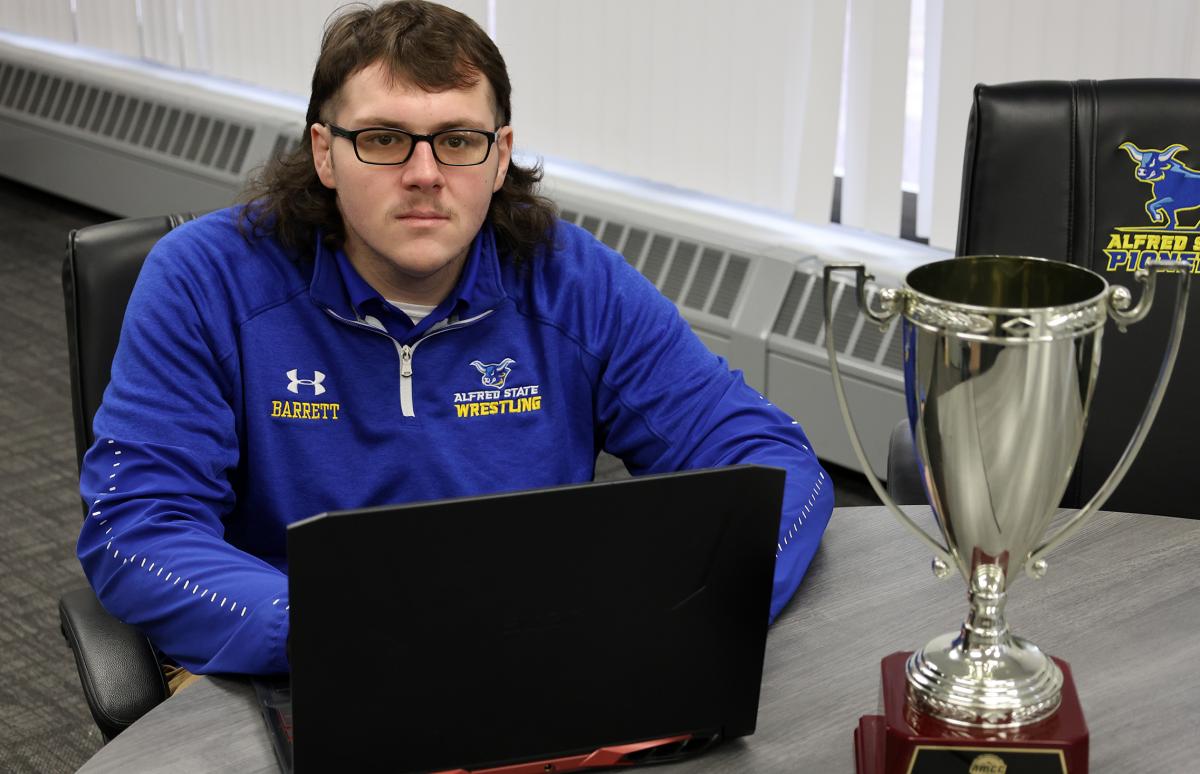 Student working on a laptop