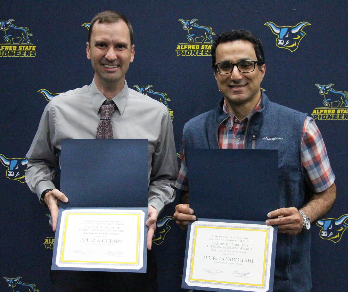 Peter McClain and Dr. Reza Yadollahi were honored with the Leadership through Civic Engagement award.