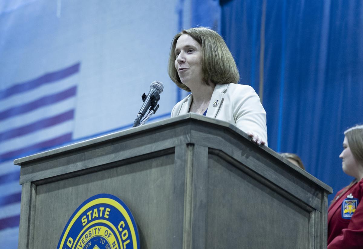 Dr. Cokely speaks with students at Skills USA