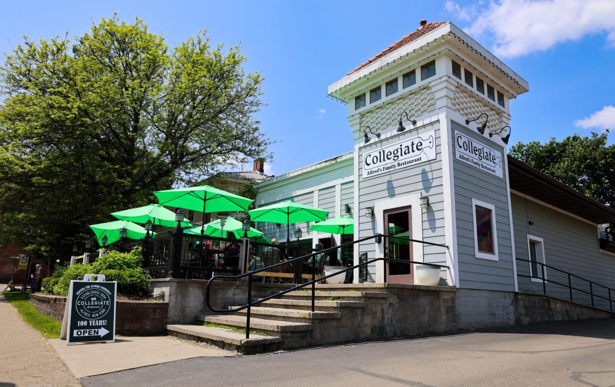 front of the Collegiate Restaurant