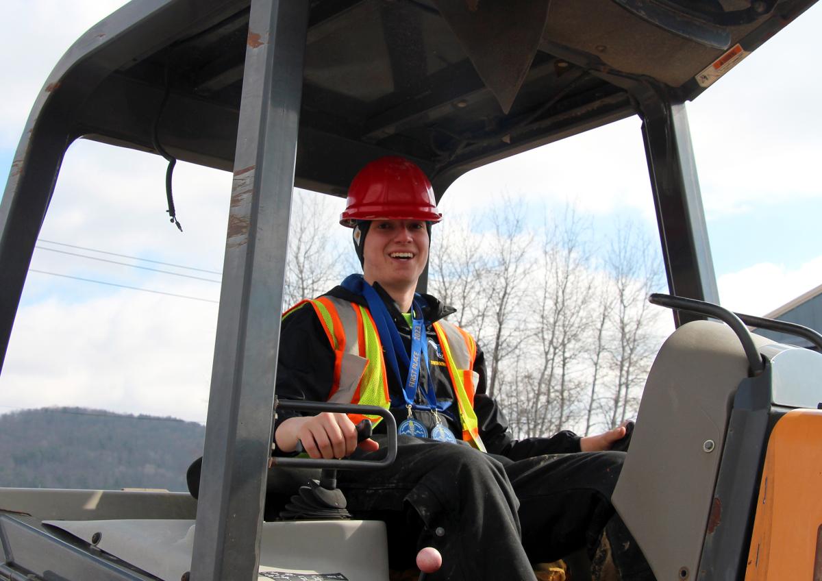 student in heavy equipment machinery